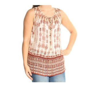 LUCKY BRAND Brown Sheer Printed Sleeveless Tank